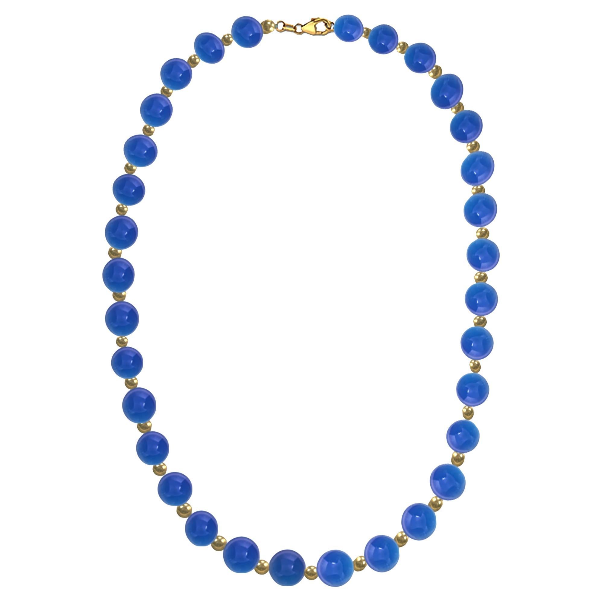 Blue Aventurine and 14k Gold Beaded Necklace For Sale