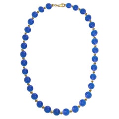 Blue Aventurine and 14k Gold Beaded Necklace