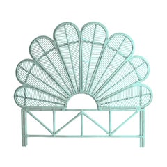Blue Azure Rattan and Wicker Queen Size Headboard