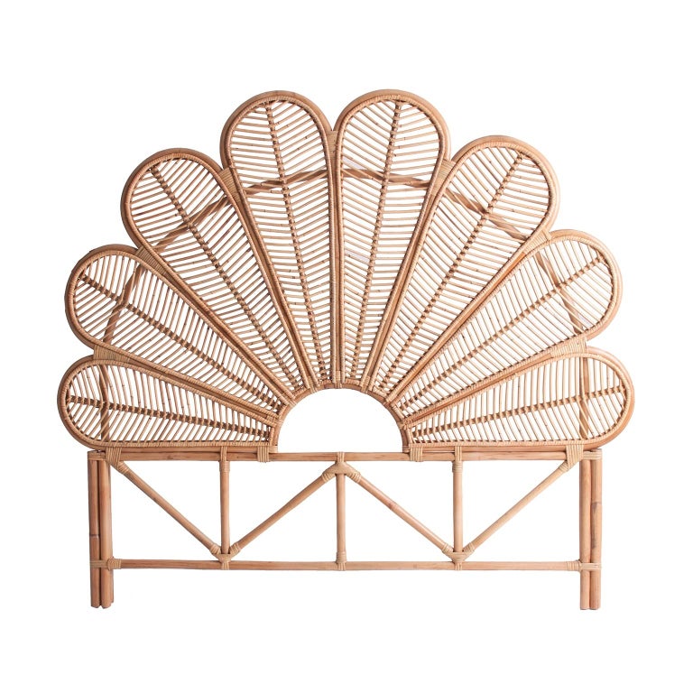 Blue Azure Rattan and Wicker Queen Size Headboard at 1stDibs