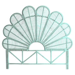 Blue Azure Rattan and Wicker Queen Size Headboard