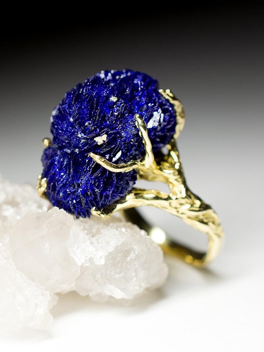azurite crystal ring