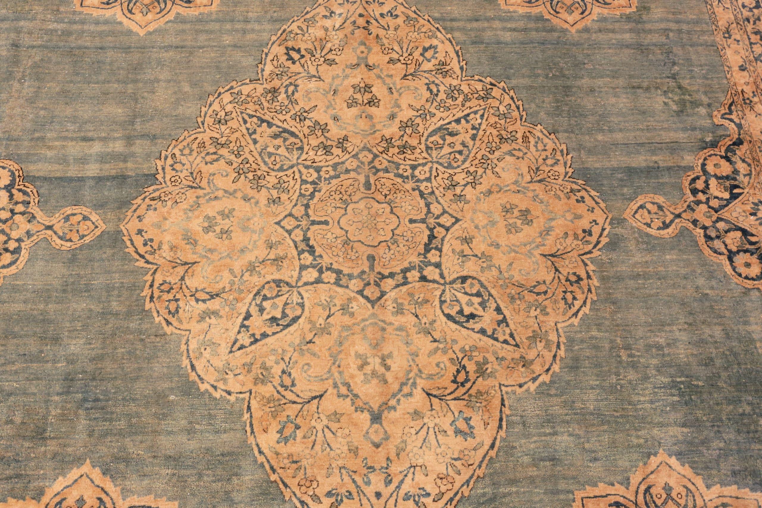 Wool Antique Persian Kerman Rug. Size: 9 ft x 18 ft For Sale
