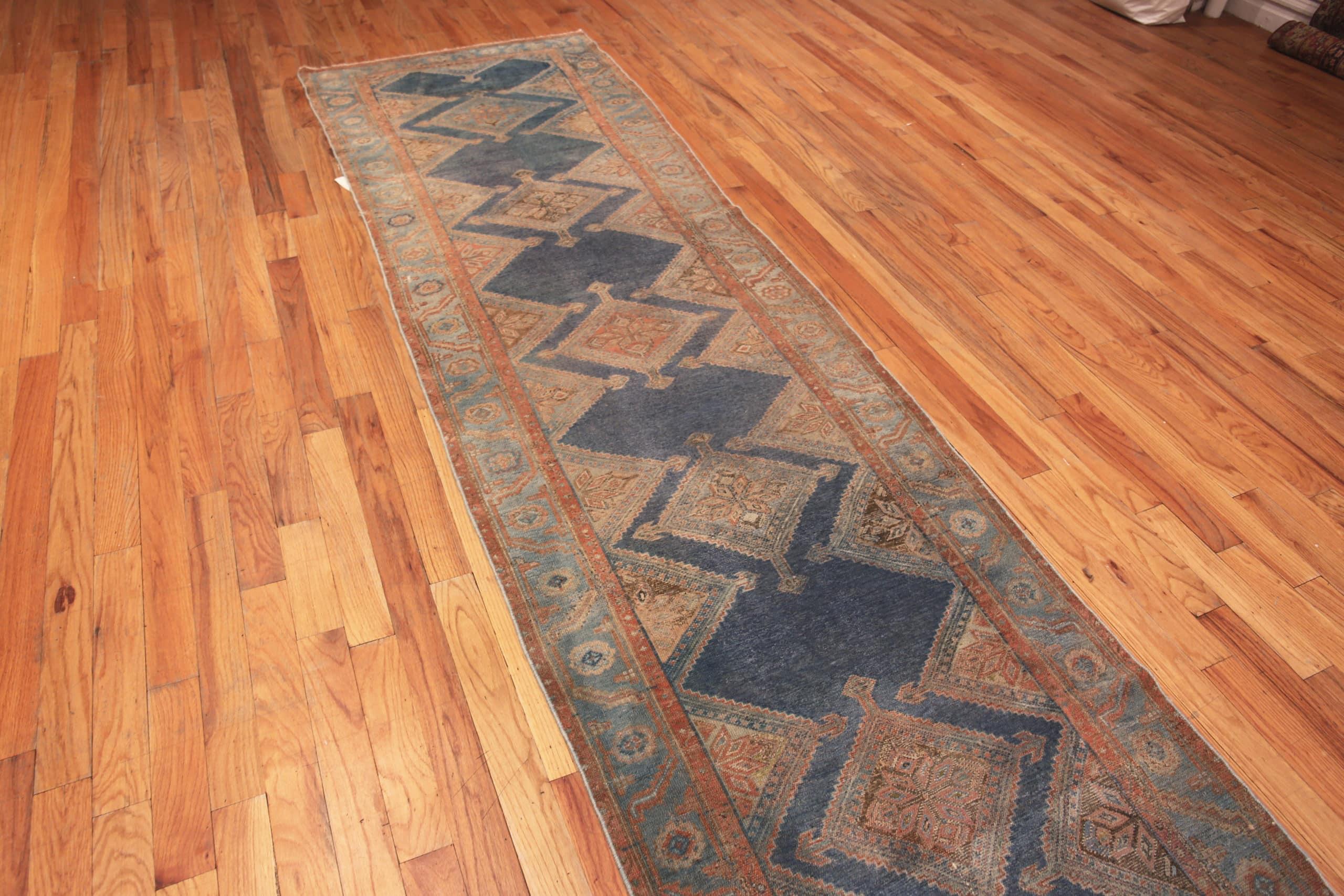 Wool Antique Persian Malayer Runner Rug. 3 ft 5 in x 17 ft For Sale