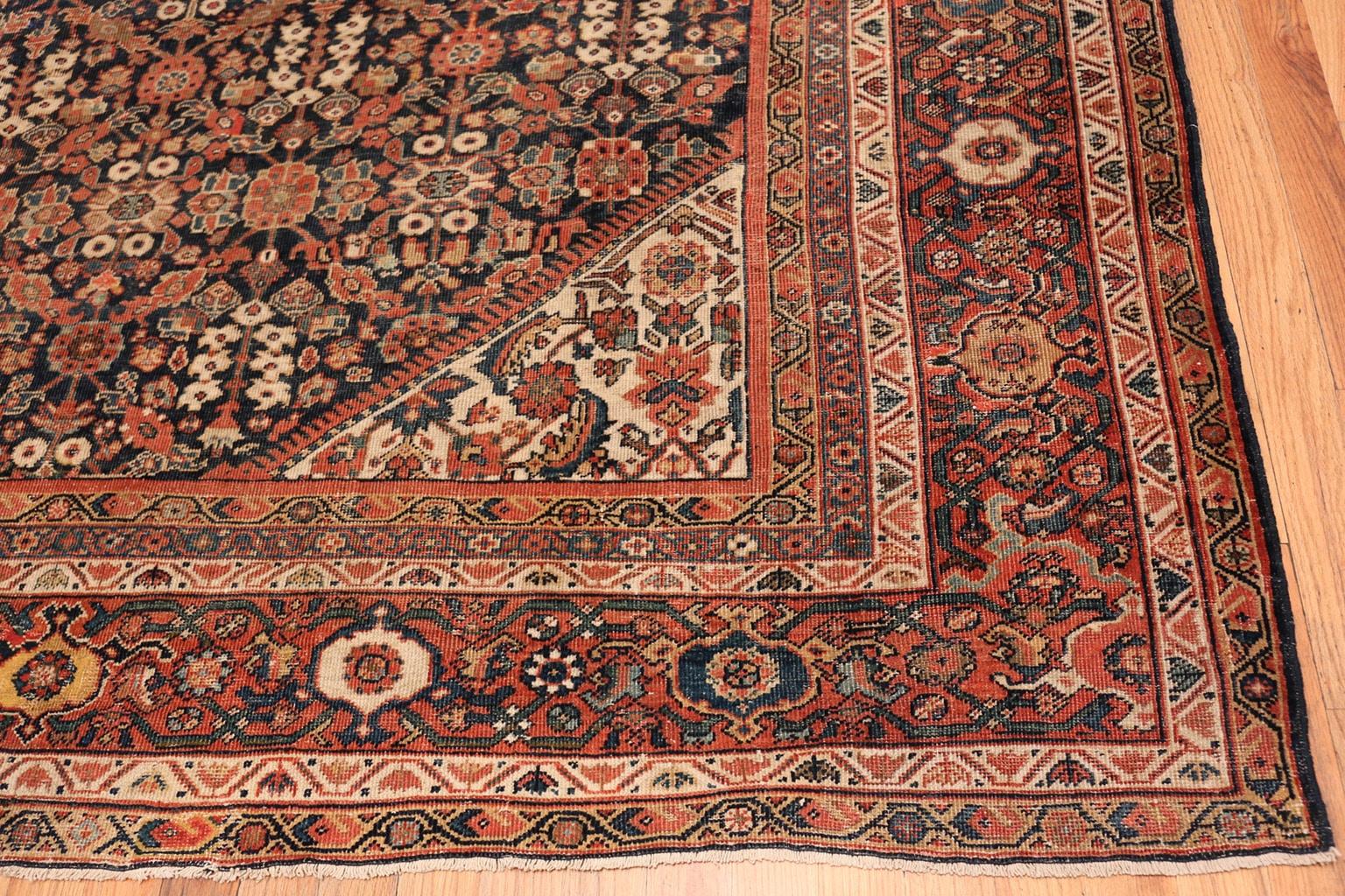 Blue Background Persian Antique Sultanabad Rug. Size: 11 ft x 13 ft 4 in In Good Condition In New York, NY