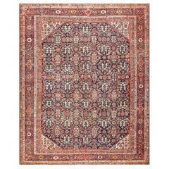 Blue Background Persian Antique Sultanabad Rug. Size: 11 ft x 13 ft 4 in