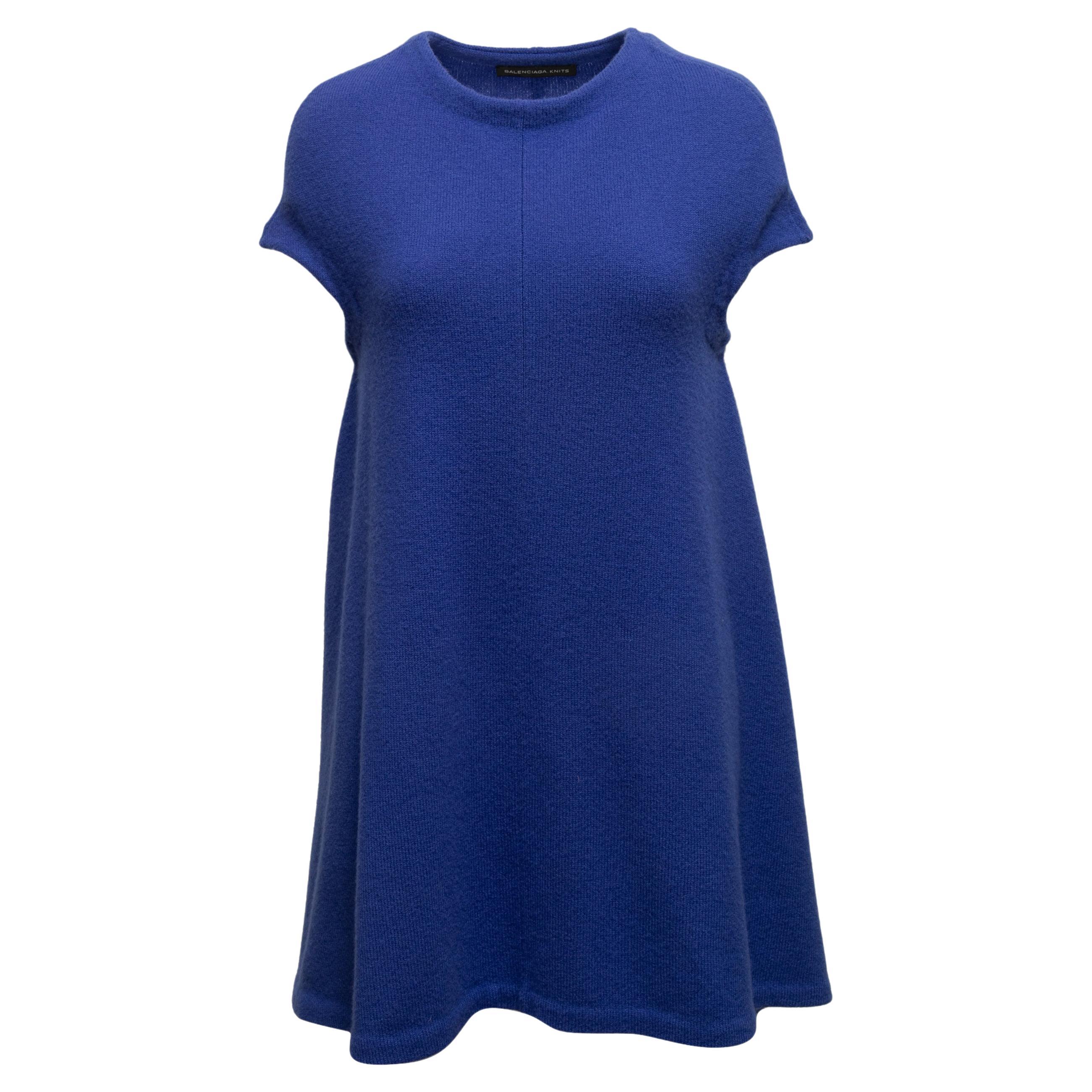 Balenciaga mini-robe bleue en laine tricotée, taille EU 36