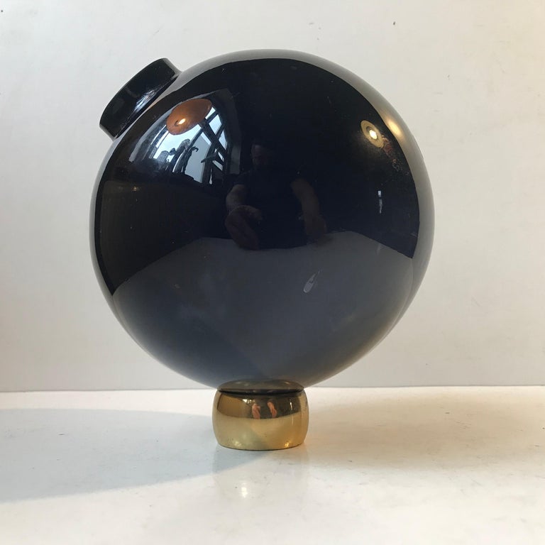 Swedish Blue Ball Glass Vase by Birgitta Watz for Lindshammar, 1995 For Sale