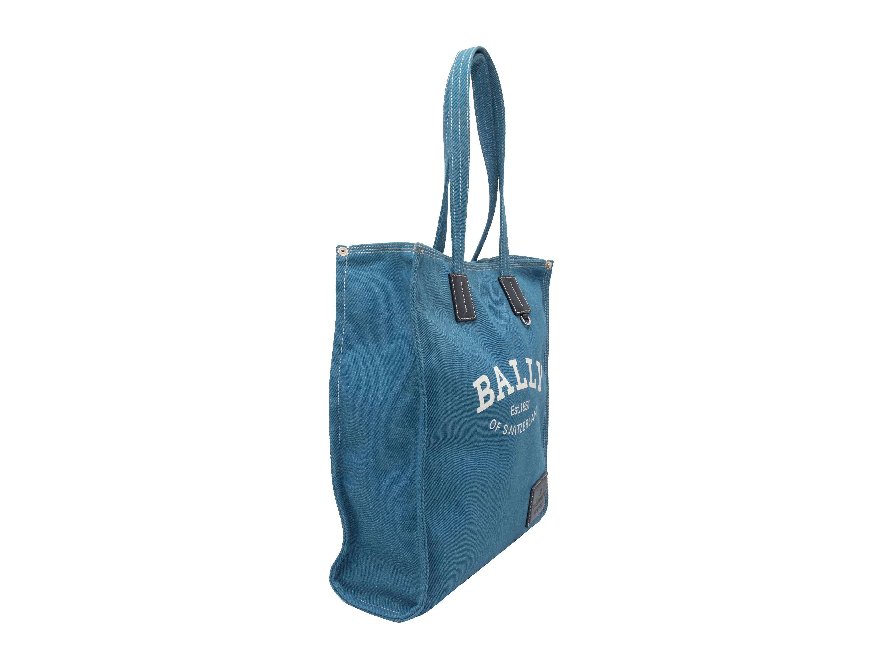 Blue Bally Denim Logo Tote In Excellent Condition In New York, NY