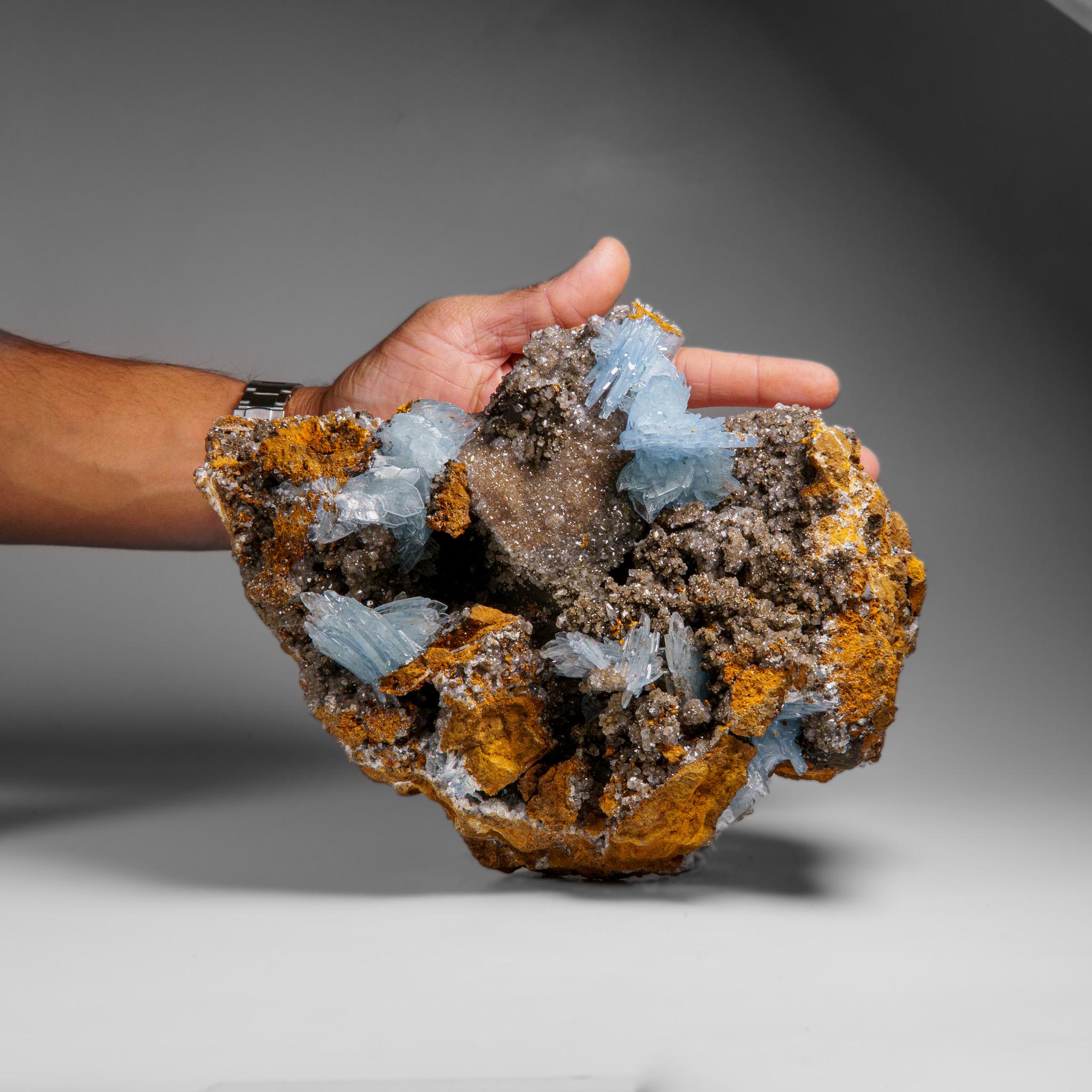 Blauer Baryt aus Jebel Ouichane, Sagangane, Provinz Nador, Marokko (Marokkanisch) im Angebot