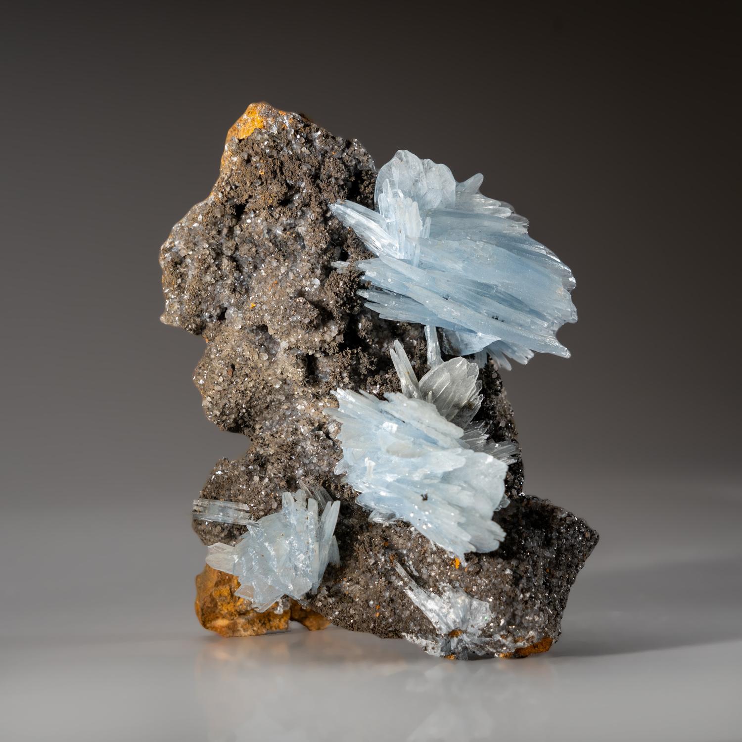 Blue Barite from Jebel Ouichane, Sagangane, Nador Province, Morocco In New Condition For Sale In New York, NY