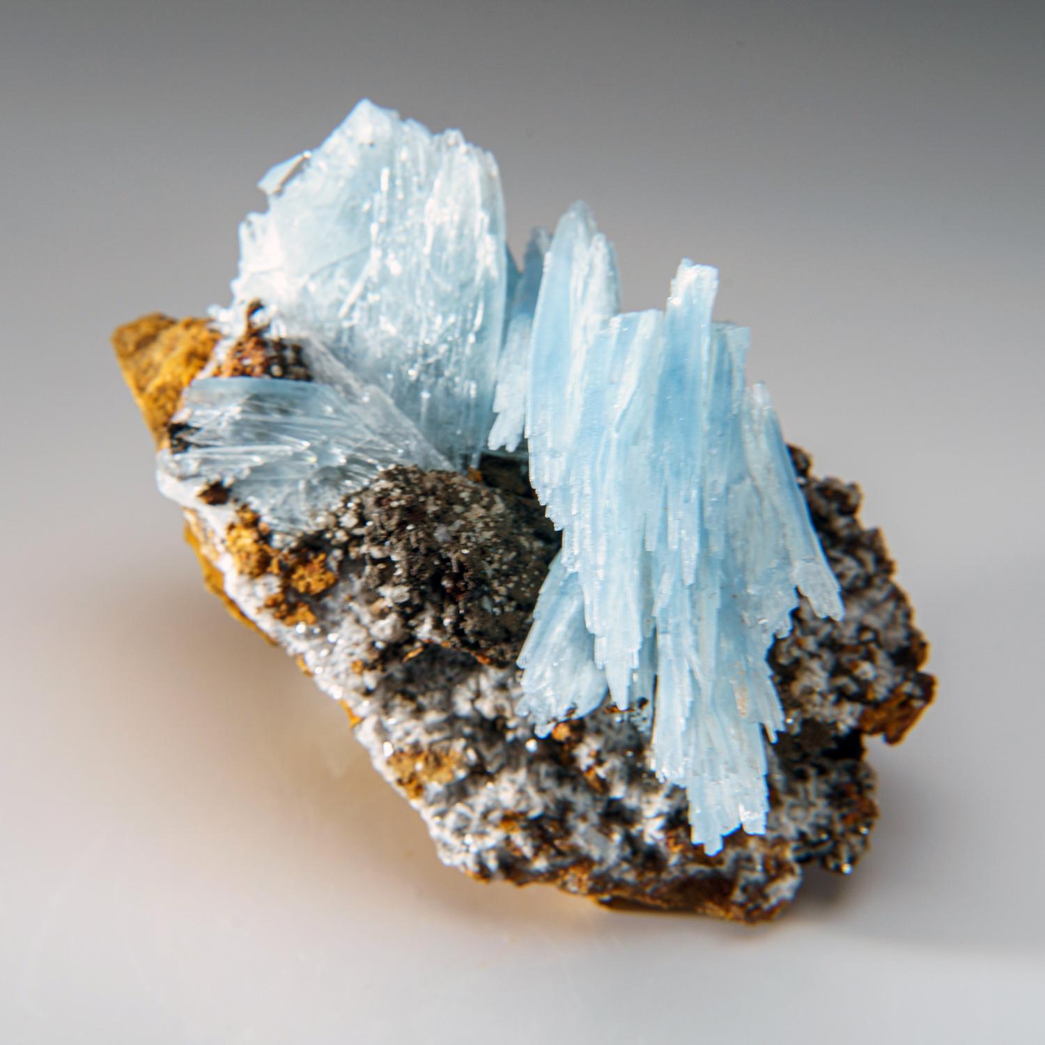 Blue Barite from Jebel Ouichane, Sagangane, Nador Province, Morocco In New Condition In New York, NY