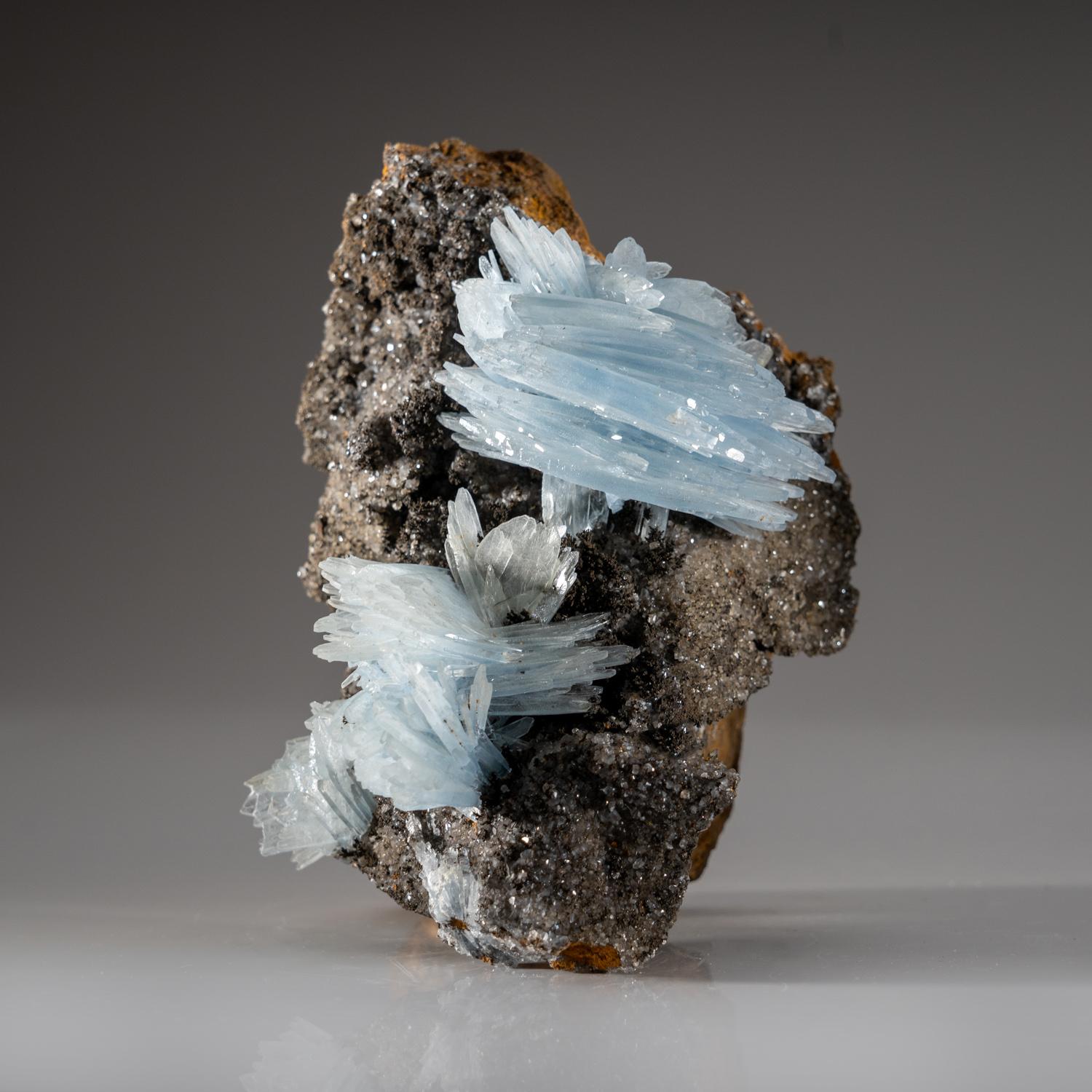 Contemporary Blue Barite from Jebel Ouichane, Sagangane, Nador Province, Morocco For Sale