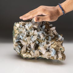 Blue Barite with Calcite on Matrix from Rio Grande do Sul, Brazil
