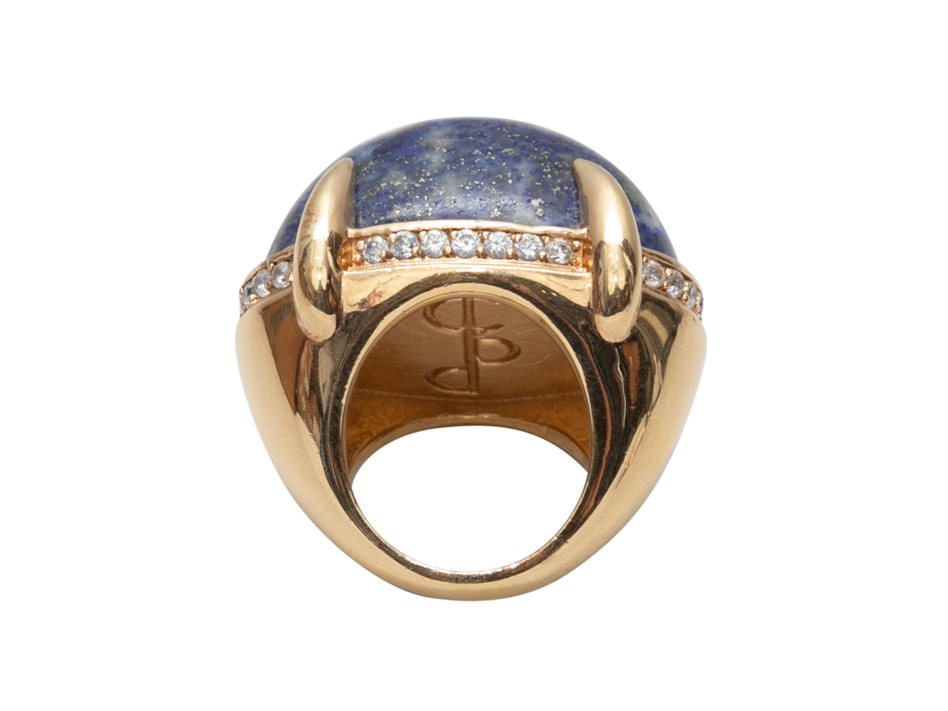 Women's Blue Barney's New York Yellow Gold-Plated Lapis Cocktail Ring Size US 7