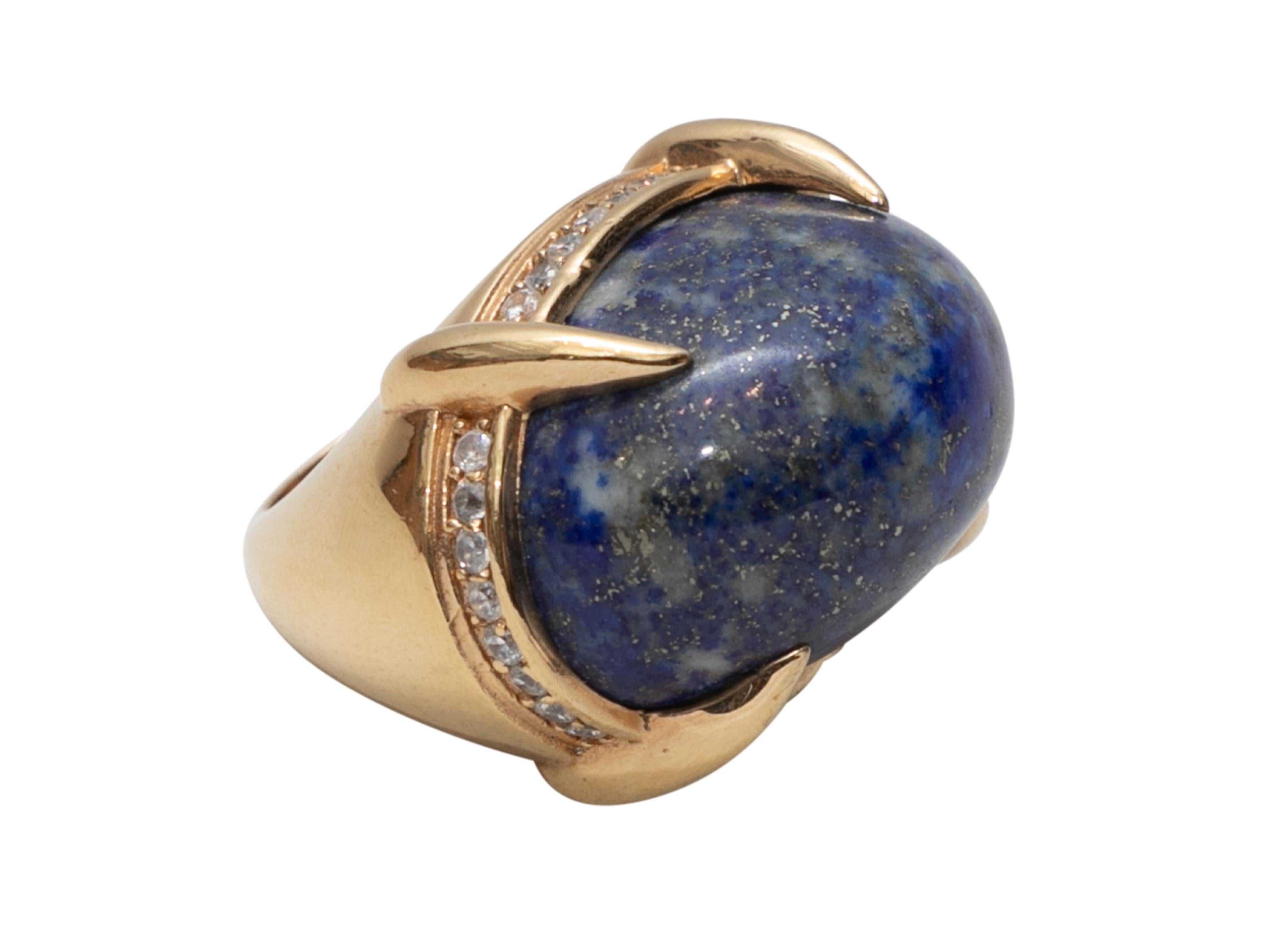 Blue Barney's New York Yellow Gold-Plated Lapis Cocktail Ring Size US 7 1