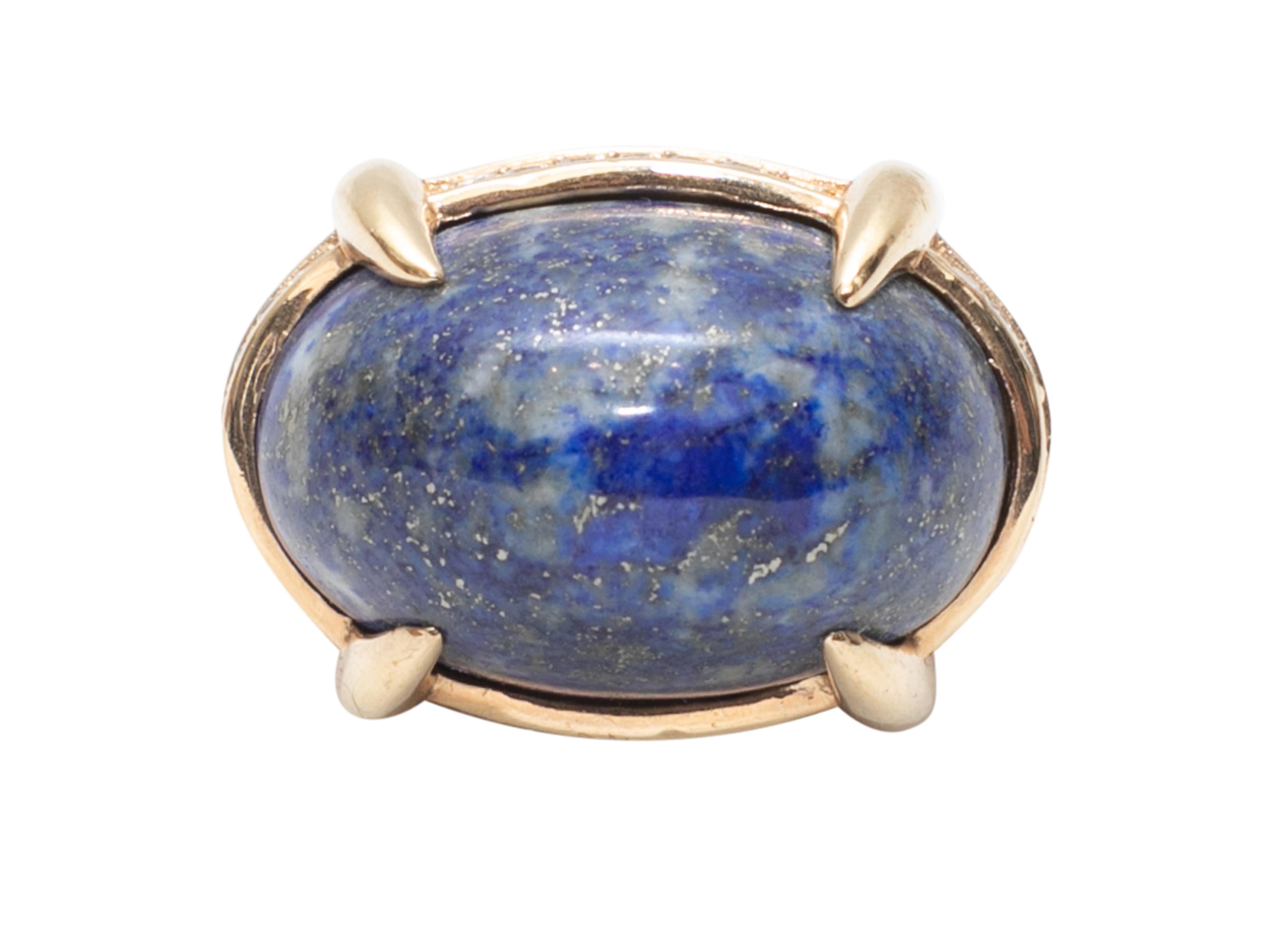 Blue Barney's New York Yellow Gold-Plated Lapis Cocktail Ring Size US 7 2