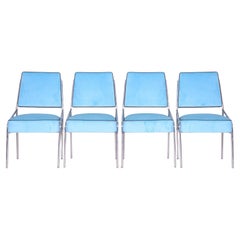 Blue Bauhaus Seating Set, Made in 1940s Czechia. Fully Restored Chrome Steel