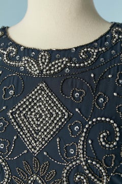 Blue beaded backless evening dress Lace & Beads