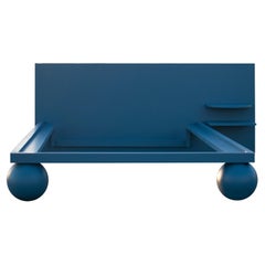 Blue Bed with Integrated Nightstand