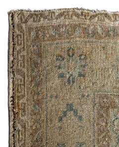 Blue, Beige and Brown Handmade Wool Turkish Old Anatolian Konya Distressed Rug