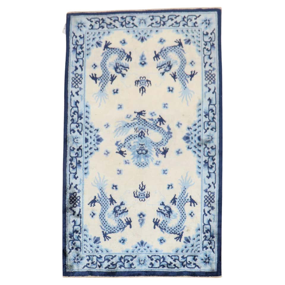 Blue Chinese Rugs White Blue Chinese Rug For Sale at 1stDibs