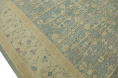 Blue & Beige Turkish Finewoven Wool Oushak Rug 10'2" x 13'9"