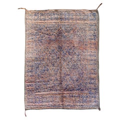 Blau & Beige Vintage Marokkanischer Wollteppich aus den 70ern I 6.3x8.9 Ft 190x270 Cm