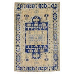 Türkischer Vintage-Teppich in Blau & Beige 3'9" x 5'11"