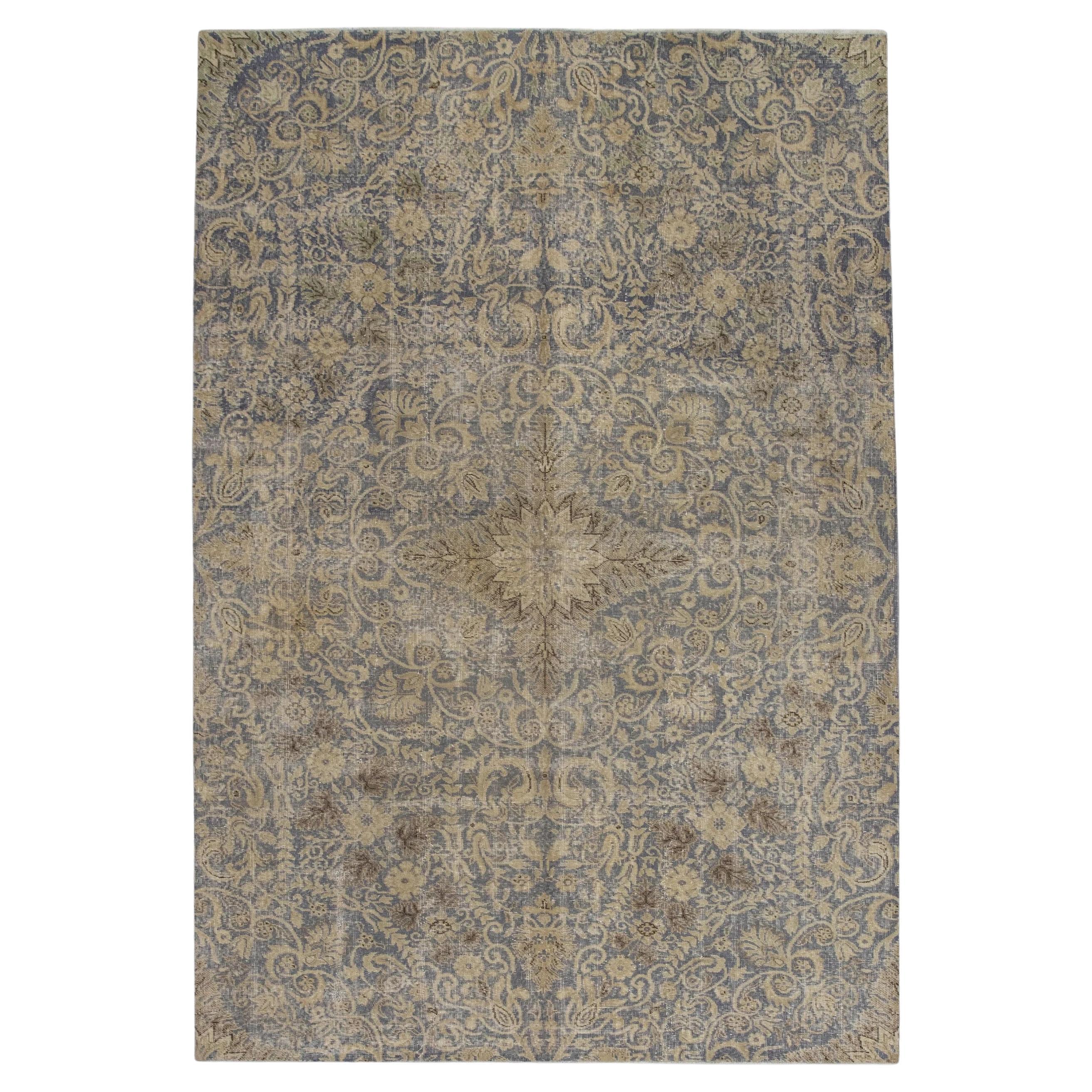 Alfombra Turca Vintage Azul y Beige 7' x 9'9