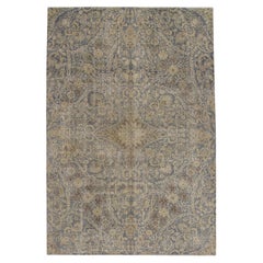 Türkischer Vintage-Teppich in Blau & Beige 7' x 9'9"