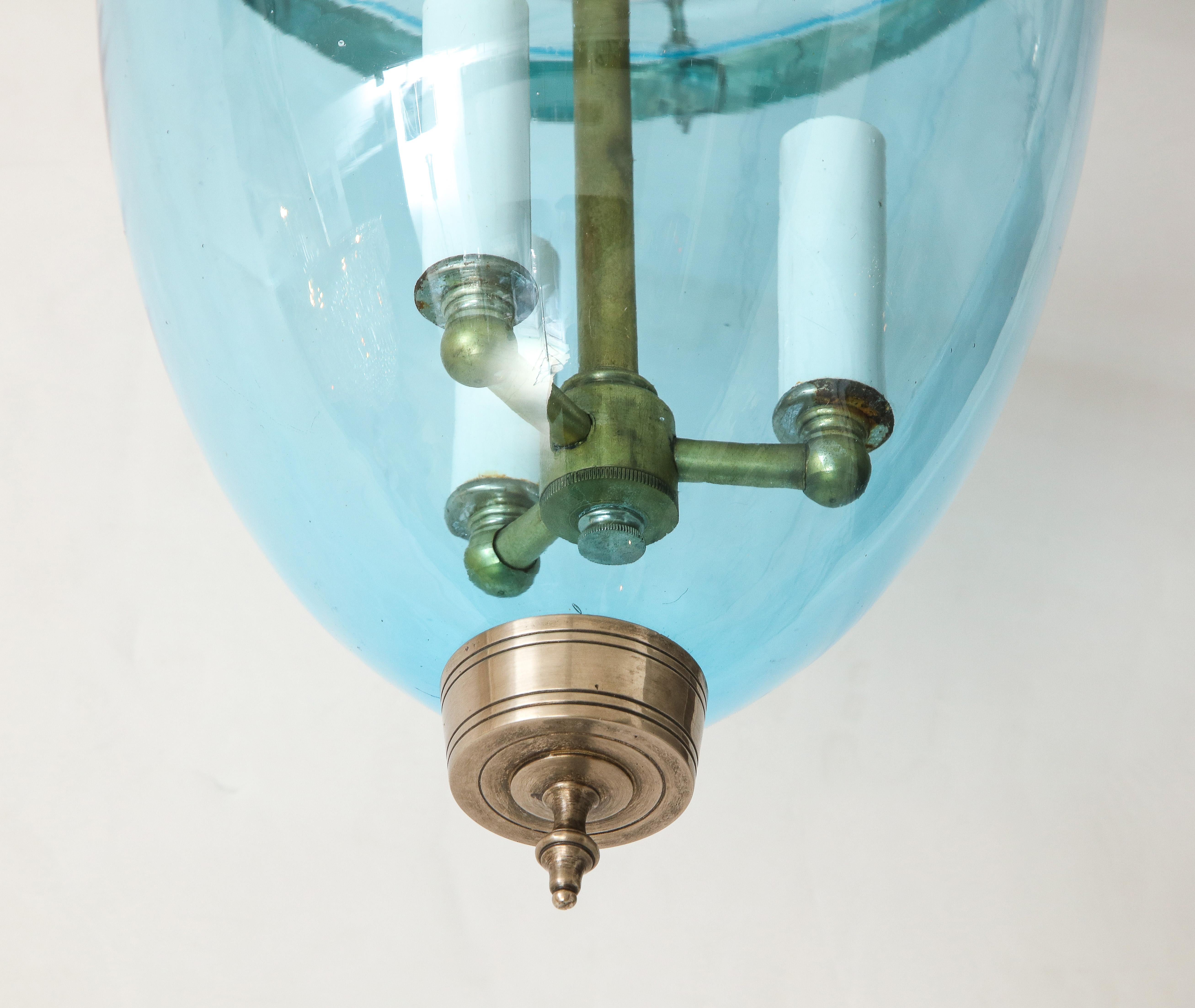 Glass Blue Bell Jar Lantern
