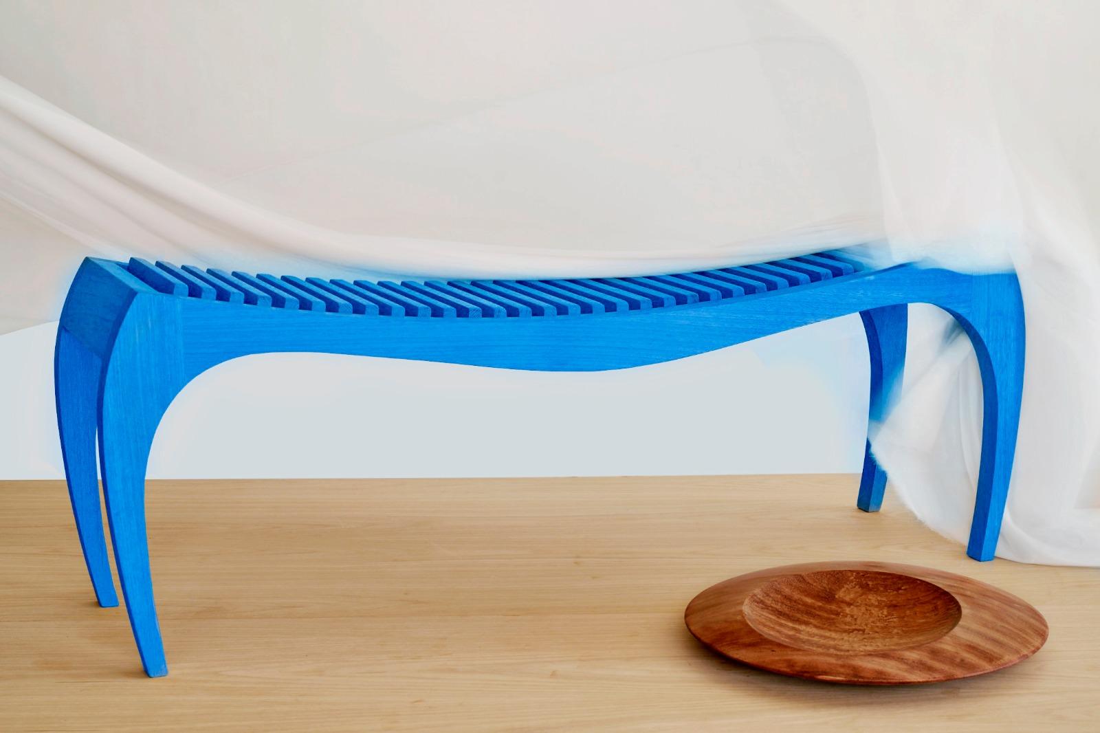 Modern Blue Bench Rumbo by Jean-Baptiste Van Den Heede For Sale