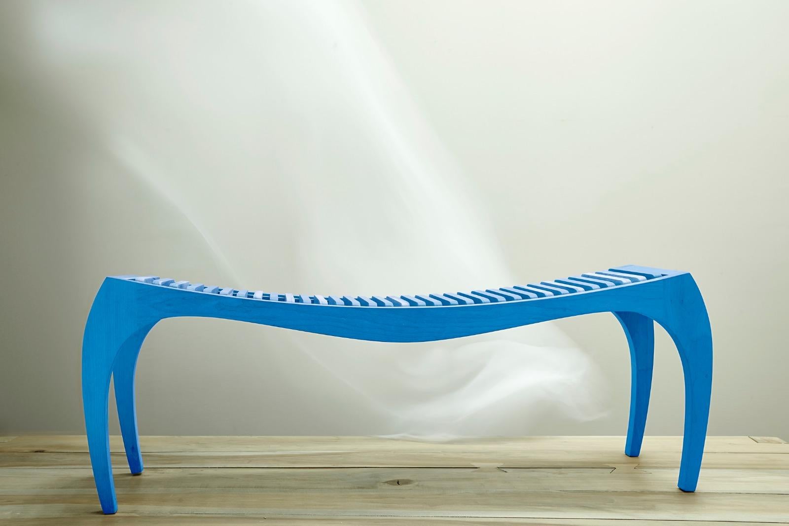 Contemporary Blue Bench Rumbo by Jean-Baptiste Van Den Heede For Sale