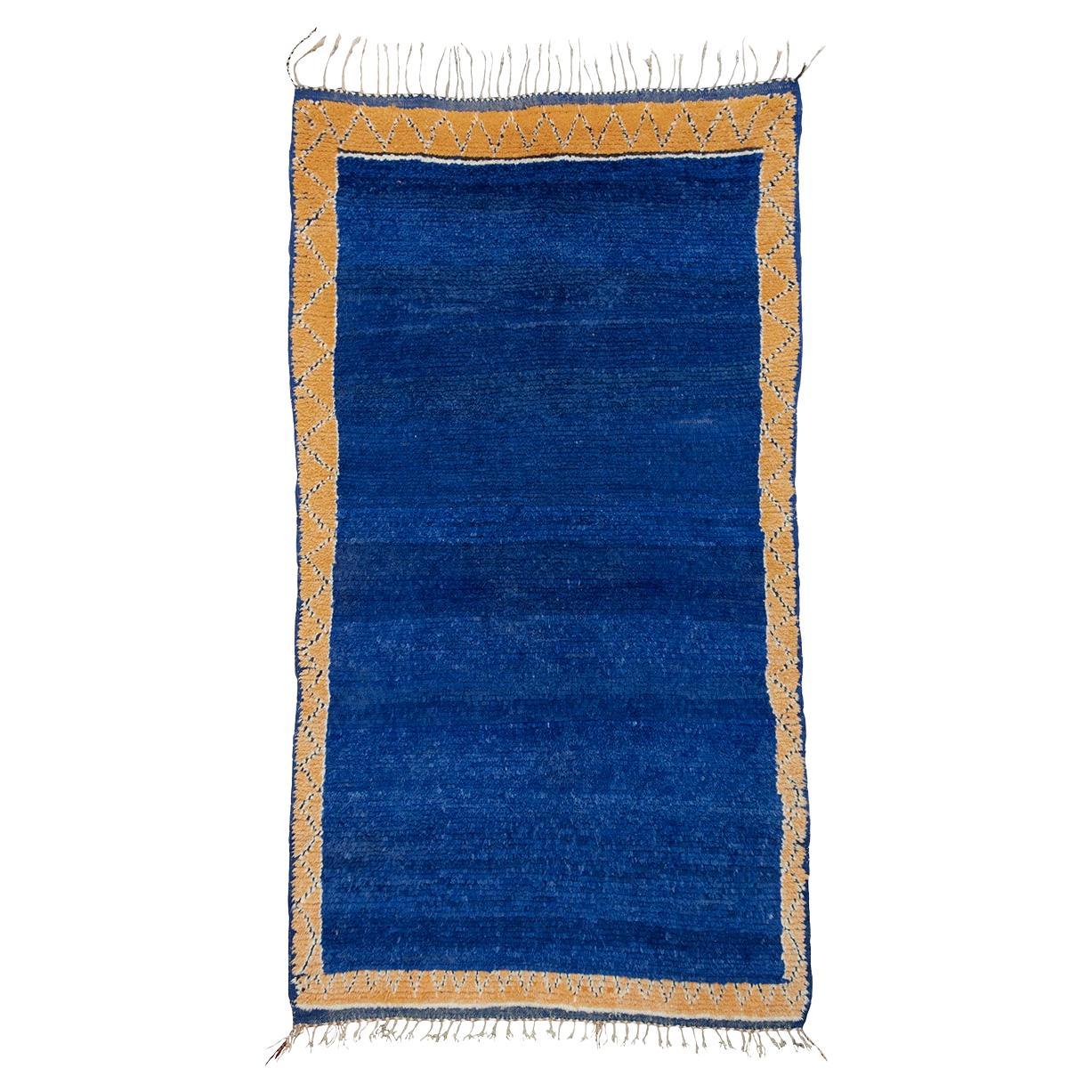 Blue Berber Rug with Yellow Border 'DK-119-24'