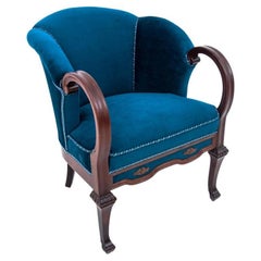 Blue Bergere Armchair, Northern Europe, circa 1900, After Renovation