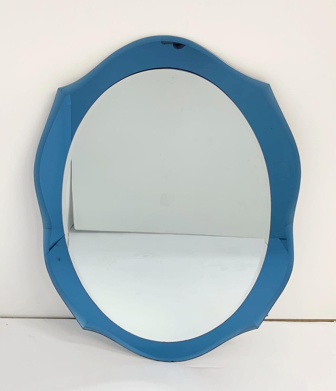 Italian Blue Beveled Mirror by Cristal Art