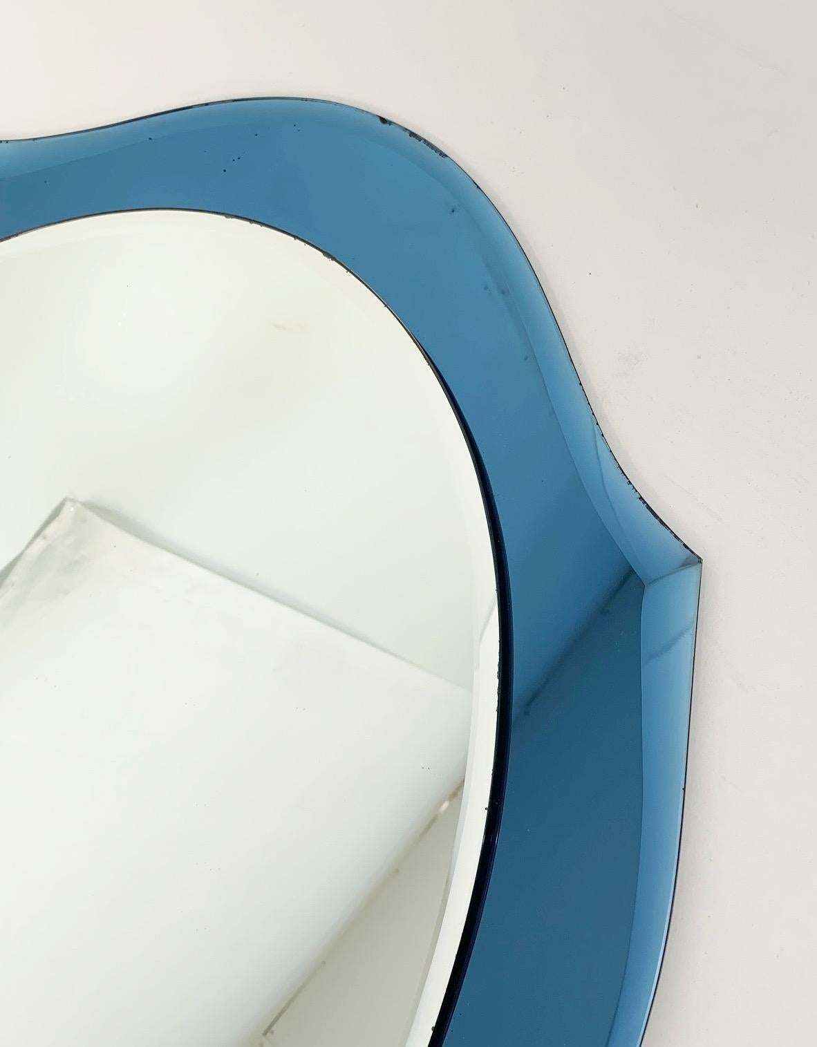 20th Century Blue Beveled Mirror by Cristal Art