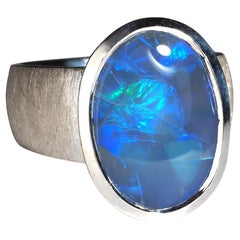 Anello d
argento con opale blu grande Gioielli preziosi con gemme naturali Regalo insolito con opale