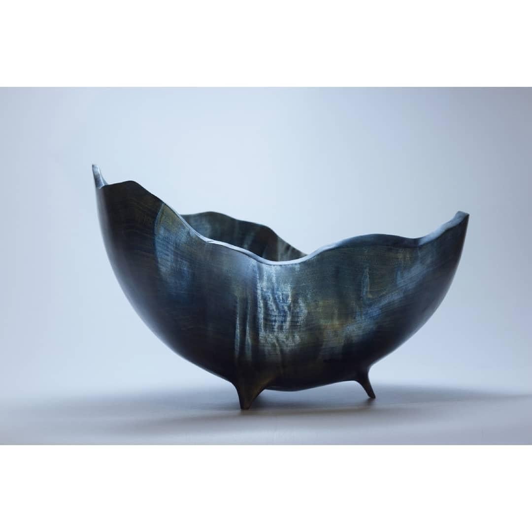 Modern Blue Birch Burl Vase by Vlad Droz
