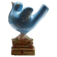 Vintage Blue Bird Ceramic Sculpture