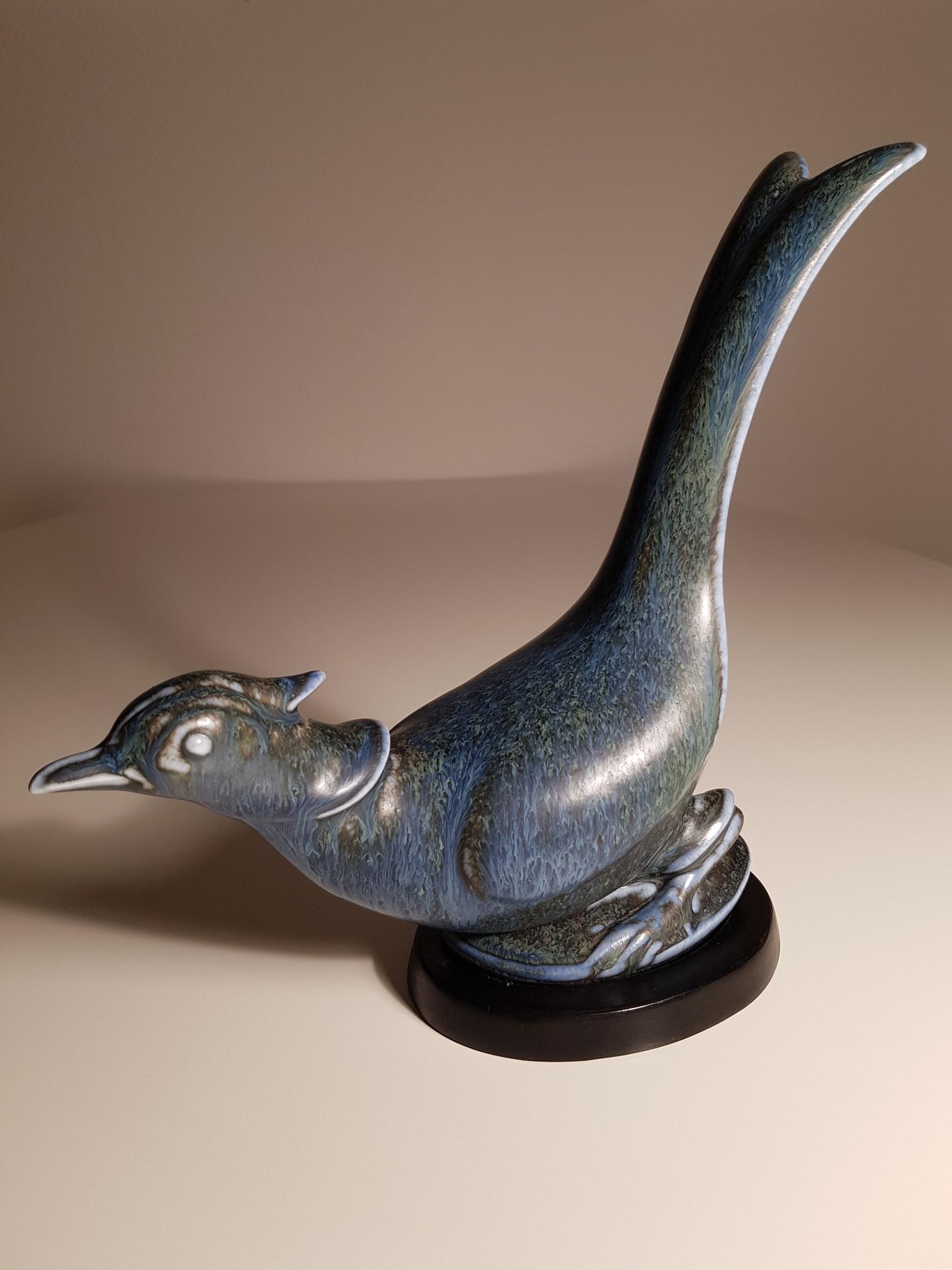 Blue Bird Stoneware 1950s by Gunnar Nylund for Rörstrand in Sweden For Sale 4