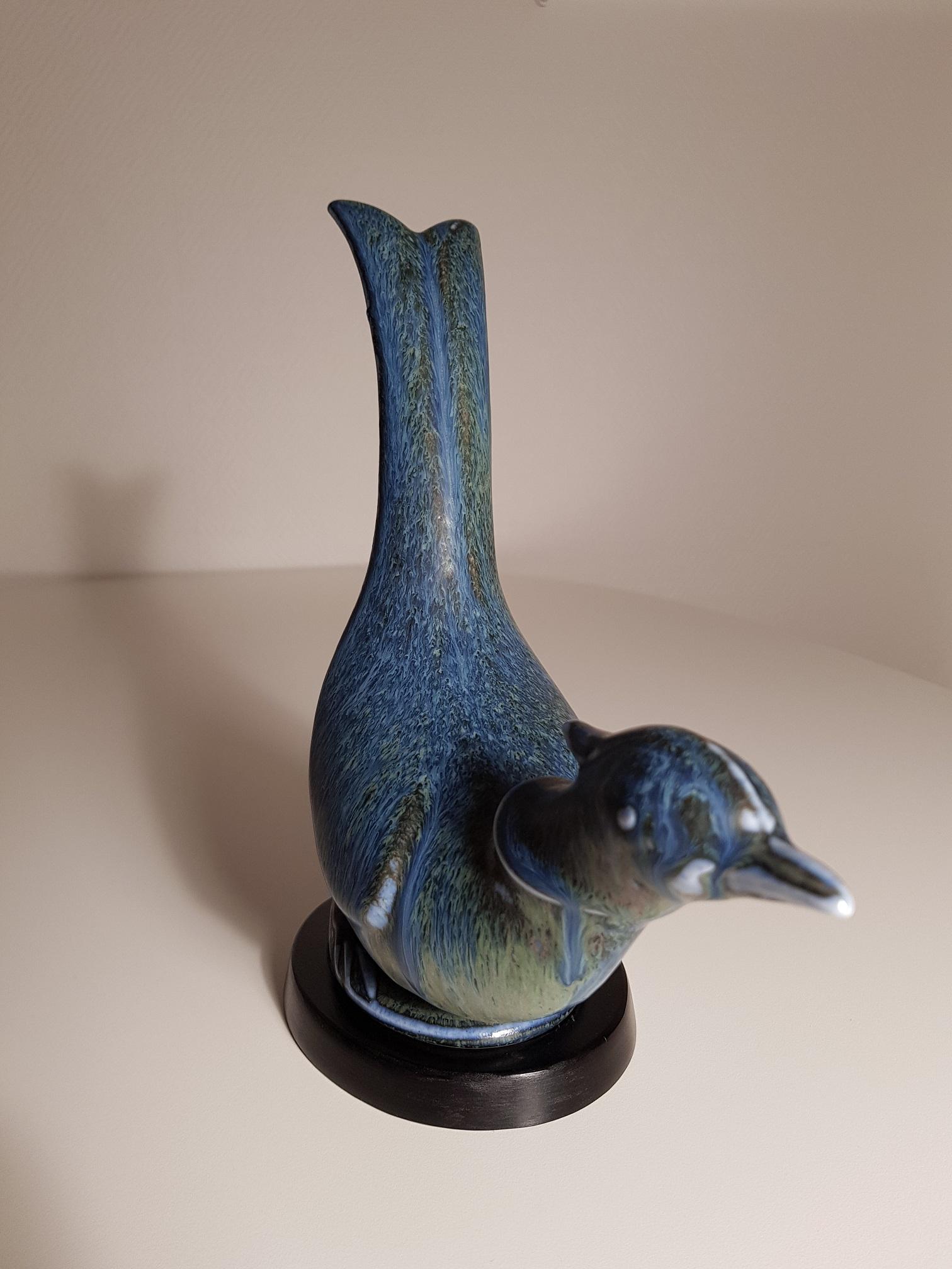 Swedish Blue Bird Stoneware 1950s by Gunnar Nylund for Rörstrand in Sweden For Sale