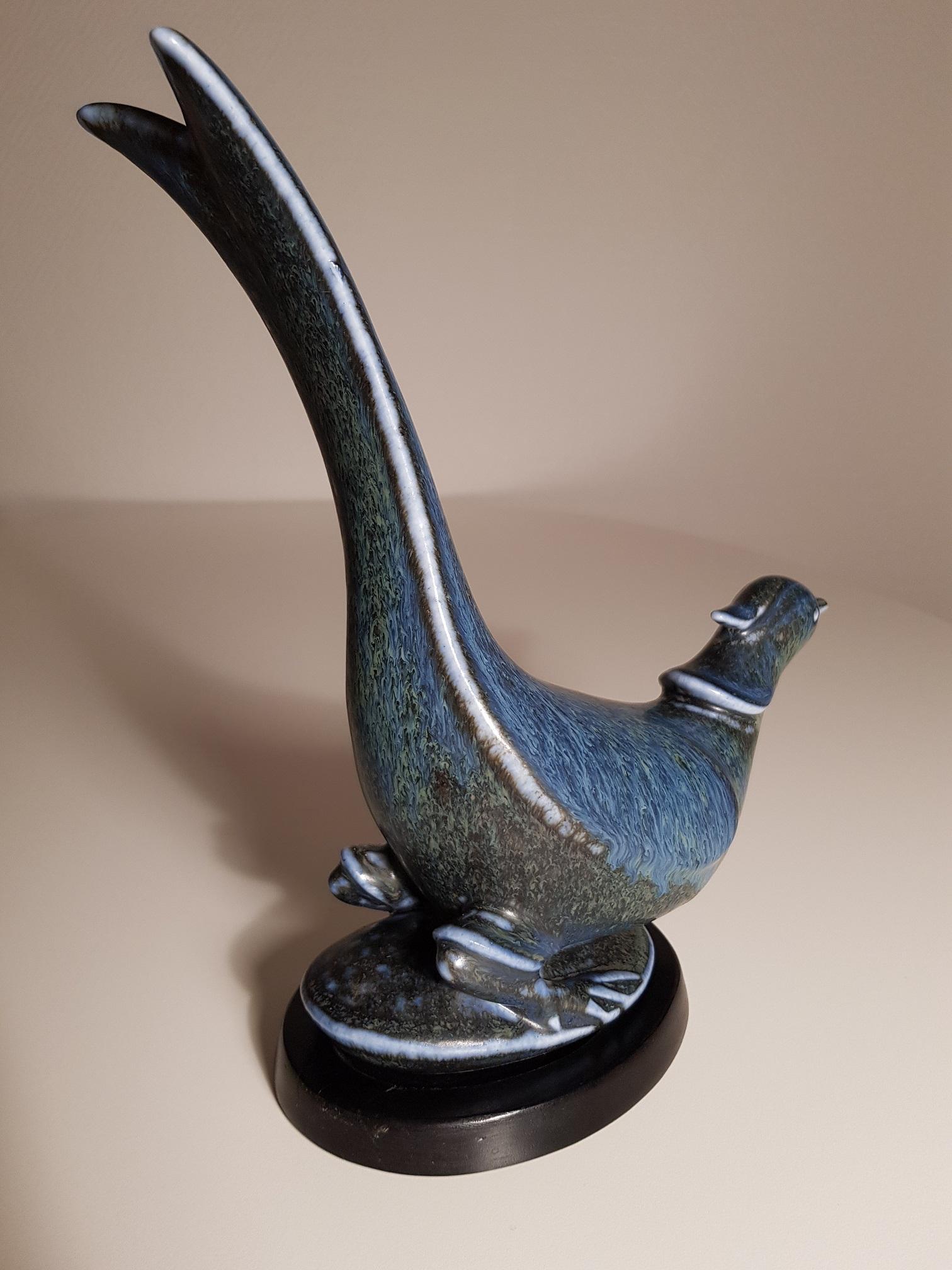 Blue Bird Stoneware 1950s by Gunnar Nylund for Rörstrand in Sweden For Sale 1
