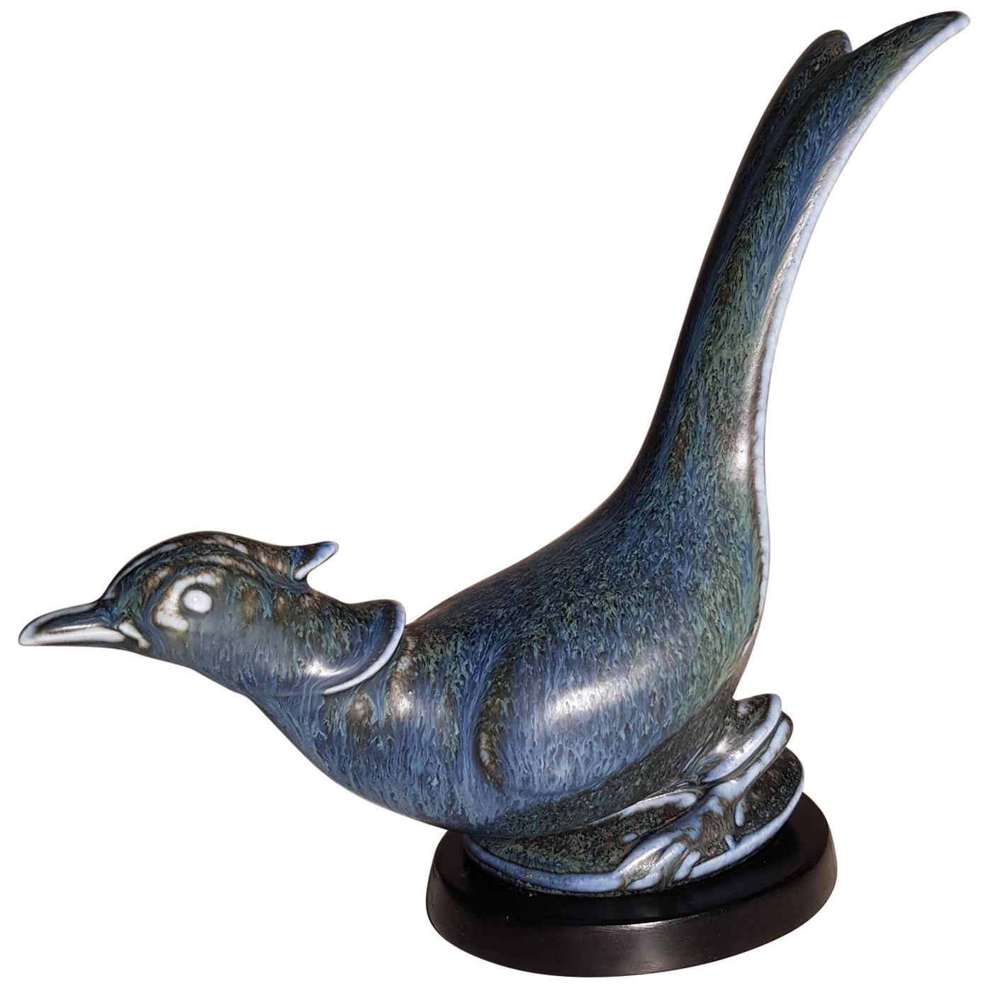 Blue Bird Stoneware 1950s by Gunnar Nylund for Rörstrand in Sweden For Sale