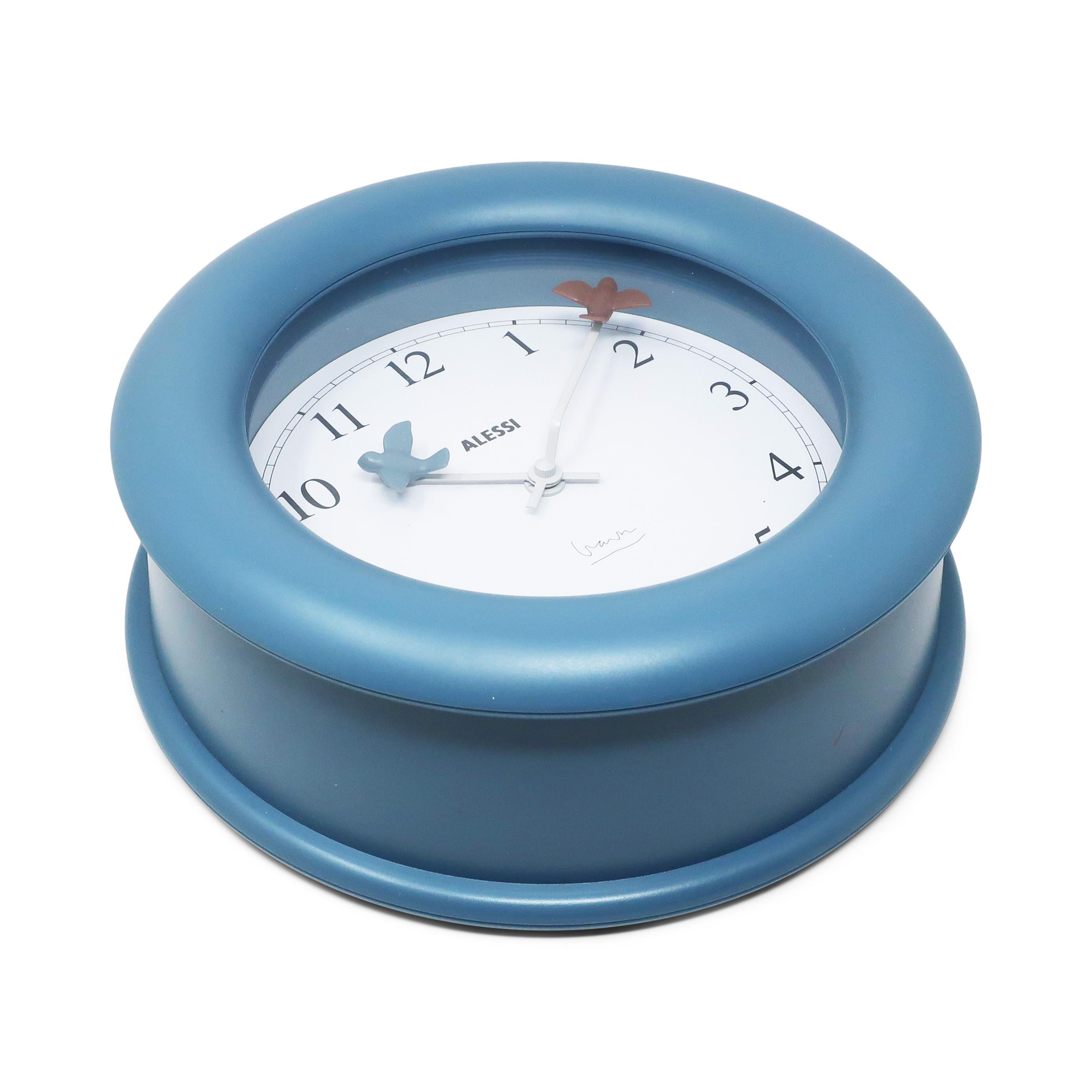 Post-Modern Blue Bird Wall Clock by Michael Graves for Alessi For Sale