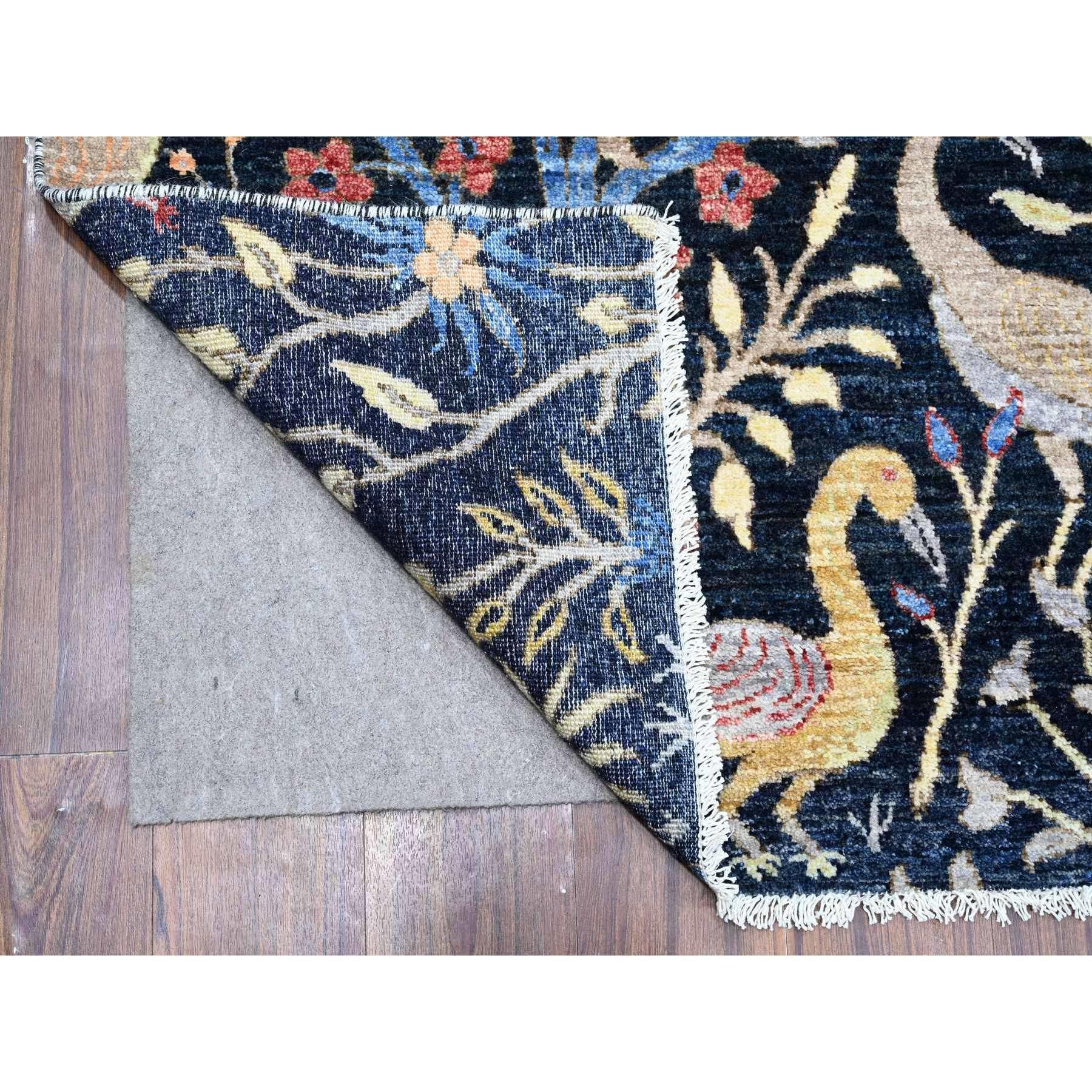 Afghan Blue Birds of Paradise Peshawar Hand Knotted Wool Square Oriental Rug 8'x8'2