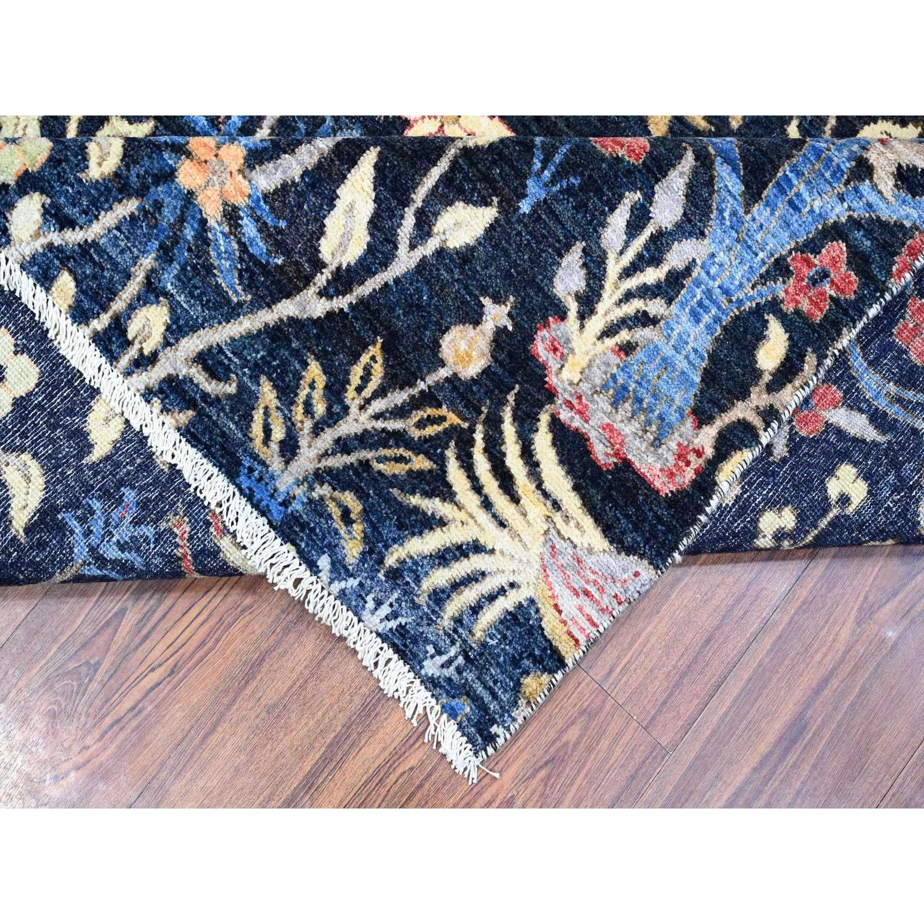 Blue Birds of Paradise Peshawar Hand Knotted Wool Square Oriental Rug 8'x8'2
