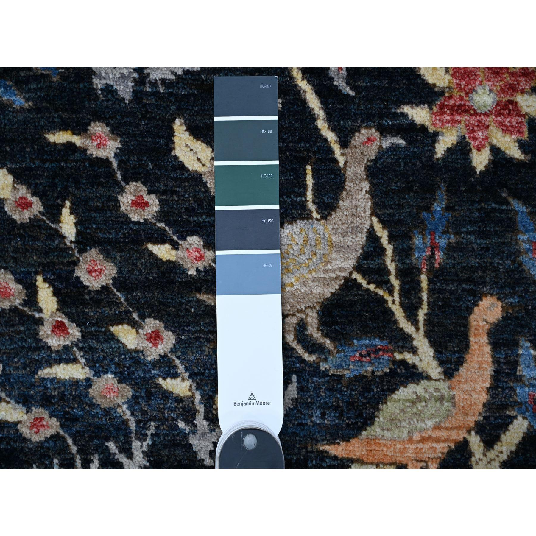 Contemporary Blue Birds of Paradise Peshawar Hand Knotted Wool Square Oriental Rug 8'x8'2