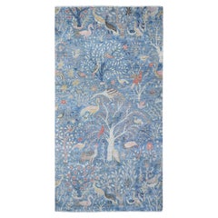 Blue Birds of Paradise Peshawar Hand Knotted Wool Wide Runner Rug 5'11" x 11'10"